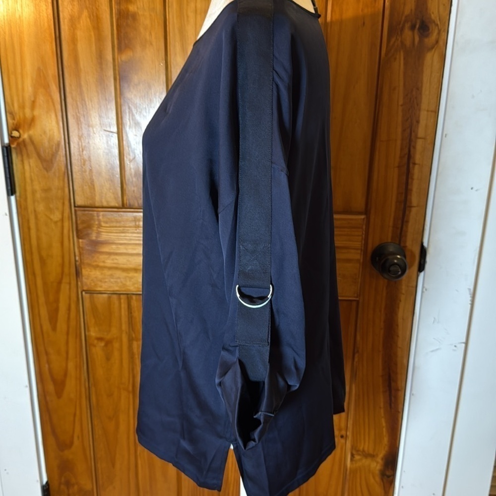 Vince Oversized Navy Silk Blouse - Picture 3 of 8
